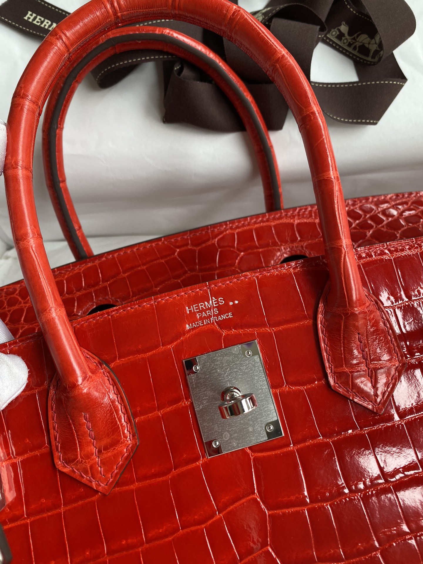 Hermes Birkin 30CM Handmade Bag In Red Crocodile Niloticus Shiny Skin